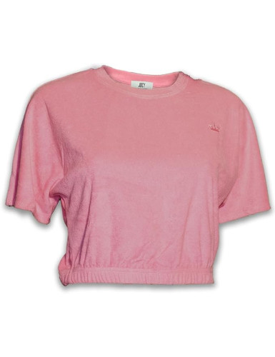 Juicy Couture Juicy Womens Crew Neck Short Sleeve Towel Terry Top Pink