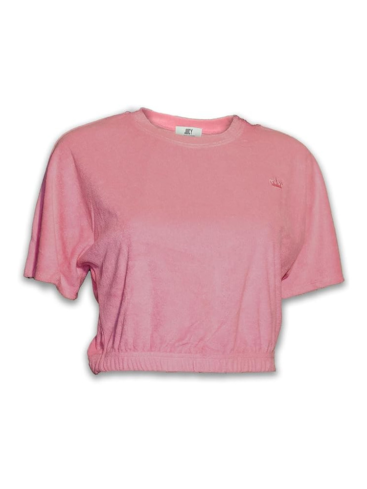 Juicy Couture Juicy Womens Crew Neck Short Sleeve Towel Terry Top Pink Juicy Couture Juicy Womens Crew Neck Short Sleeve Towel Terry Top Pink