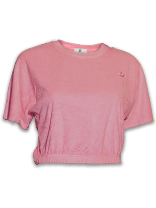 Juicy Couture Juicy Womens Crew Neck Short Sleeve Towel Terry Top Pink