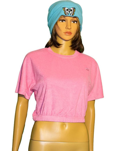 Juicy Couture Juicy Womens Crew Neck Short Sleeve Towel Terry Top Pink