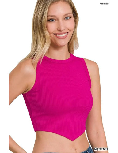 Ribbed V-line Hem Crop Tank Top all sizes