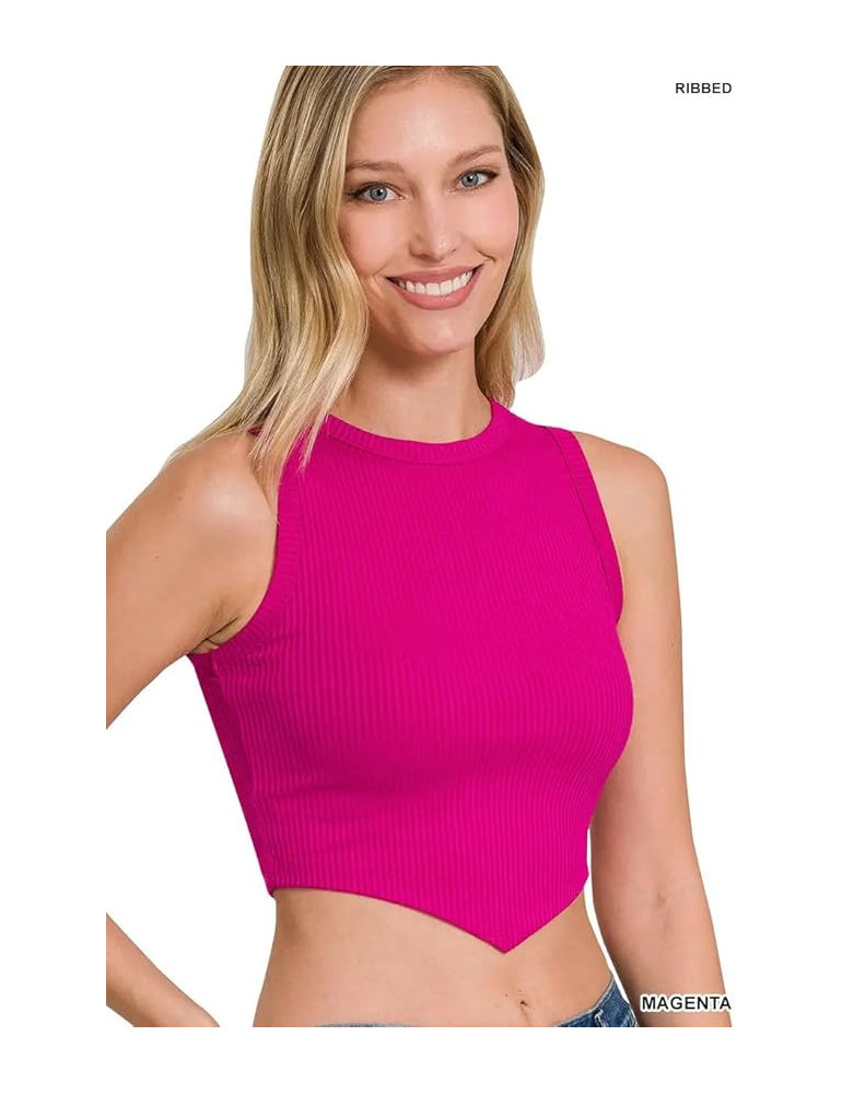 Ribbed V-line Hem Crop Tank Top all sizes Ribbed V-line Hem Crop Tank Top all sizes
