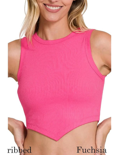 Ribbed V-line Hem Crop Tank Top all sizes