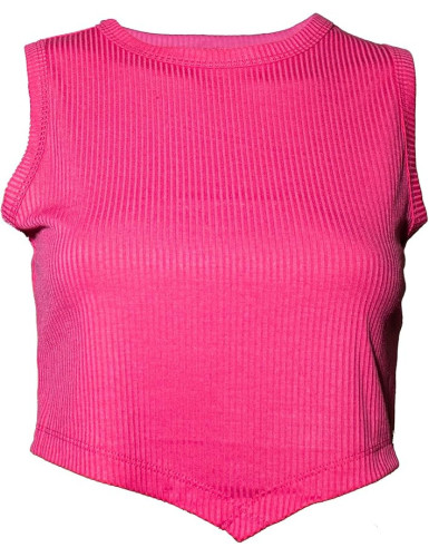 Ribbed V-line Hem Crop Tank Top all sizes